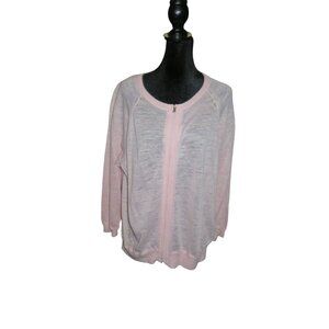 J Crew Pale Blush Pink Long Sleeve Zip Up lightweight sweater XL